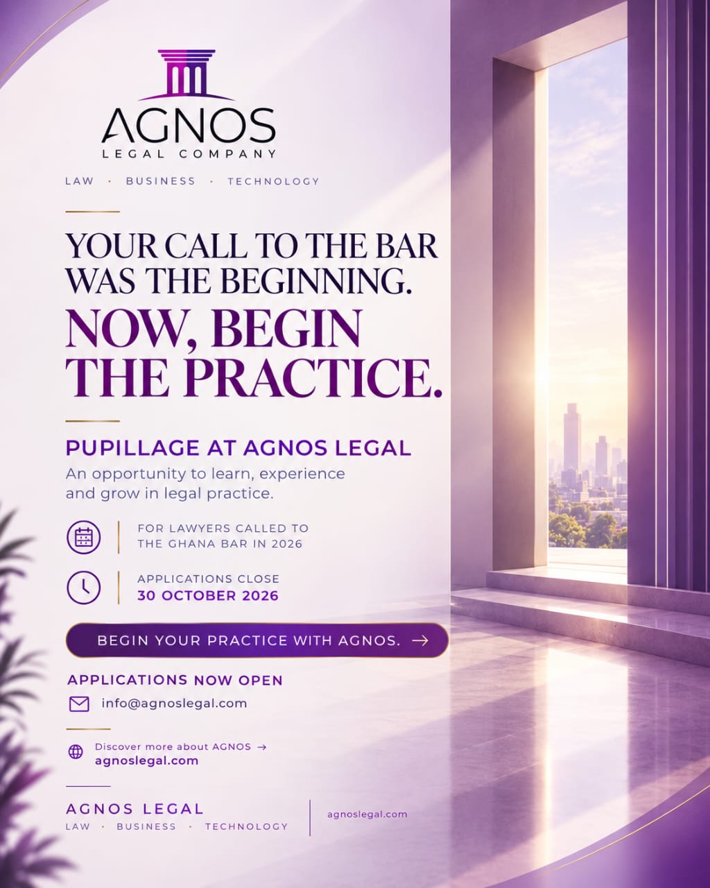 Pupillage at Agnos Legal 2026 poster